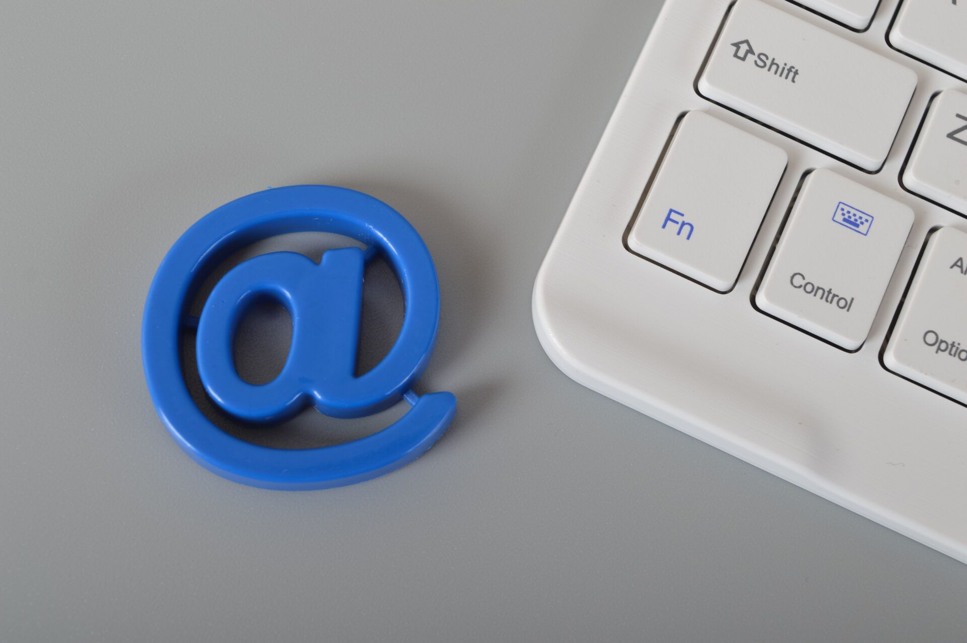 computer keyboard and email address symbol. email marketing and internet email communication concept.